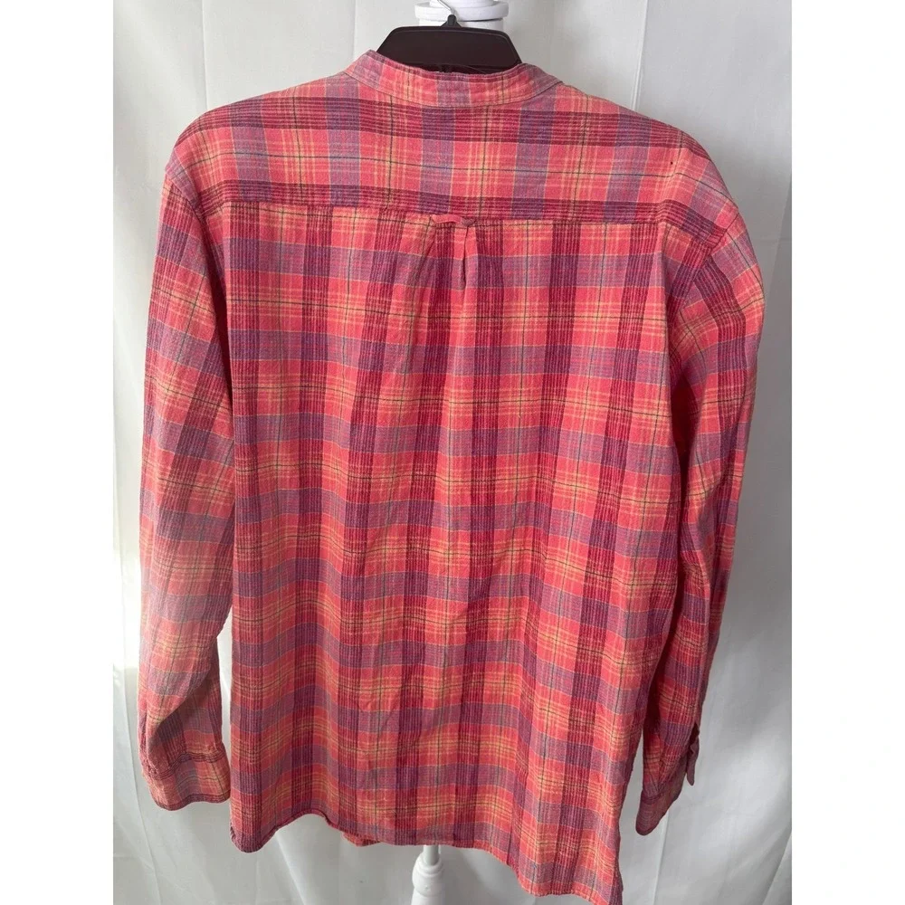 LL Bean Plaid Button Down Shirt Women's XL Linen Blend - Picture 2 of 5